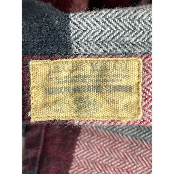 JACHS Men's Red & Black Plaid Flannel Button Down Shirt Size Large - Picture 4 of 7